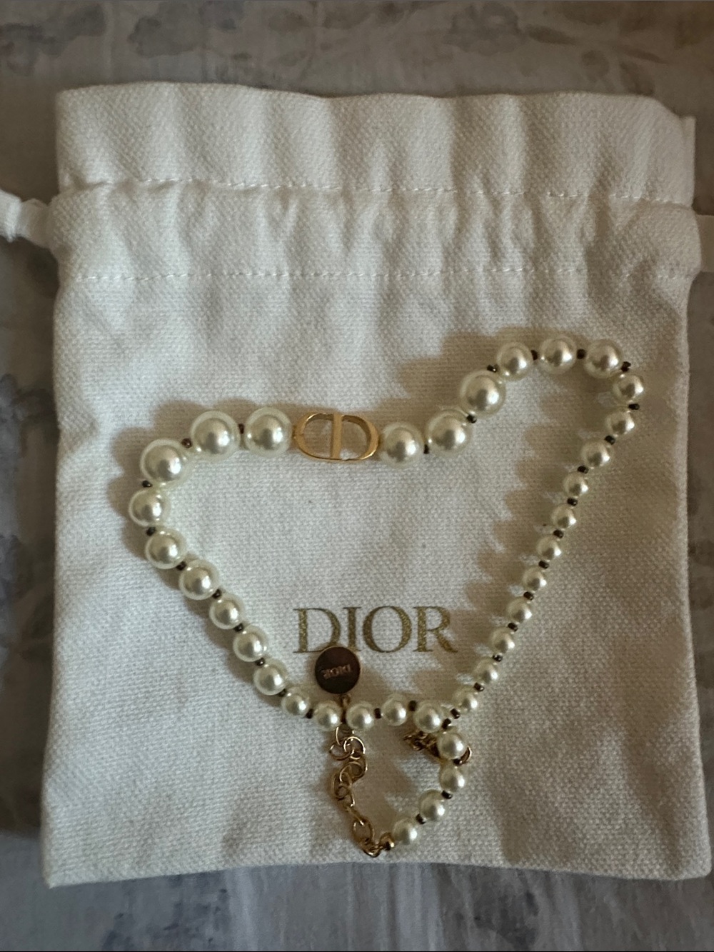 Christian Dior Pearl 30 Montaigne Choker Necklace Gold